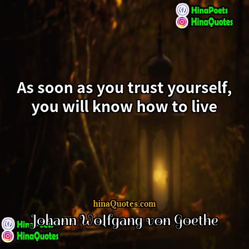 Johann Wolfgang von Goethe Quotes | As soon as you trust yourself, you